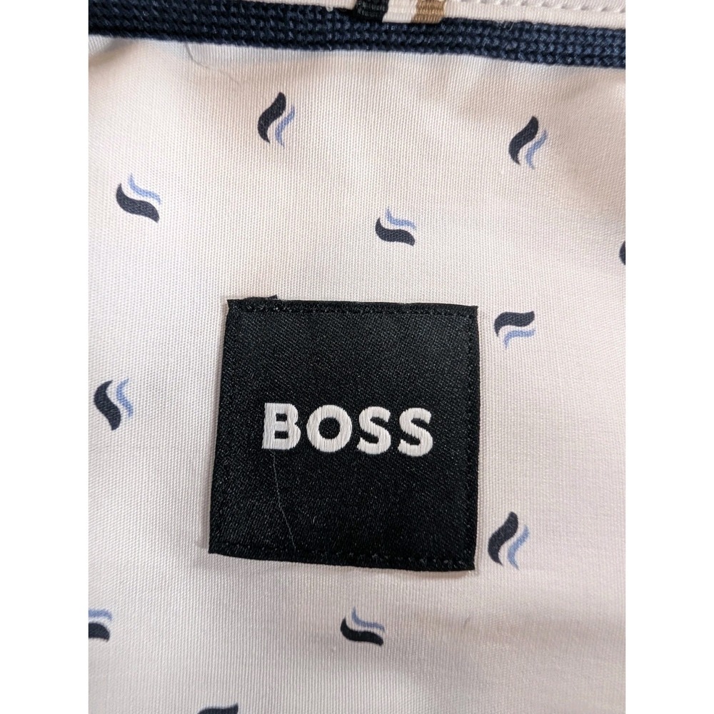 Hugo Boss Mens Short Sleeve Button Down Shirt White Geometric Micro Print 3XL - Picture 8 of 16